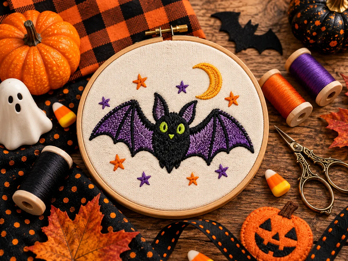 Halloween Bat Embroidery Design