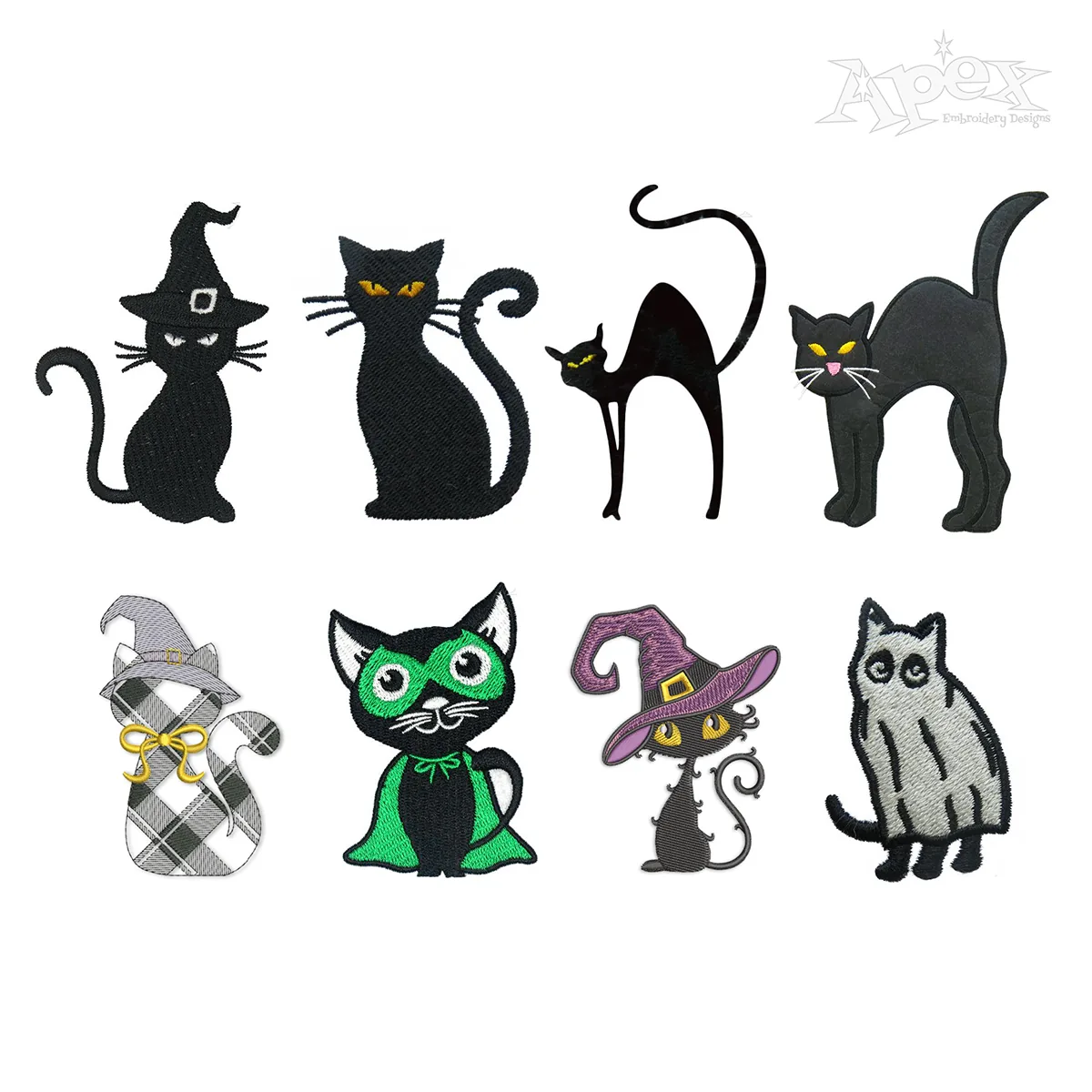 Halloween Witch Black Cat Pack Machine Embroidery Designs by Apex
