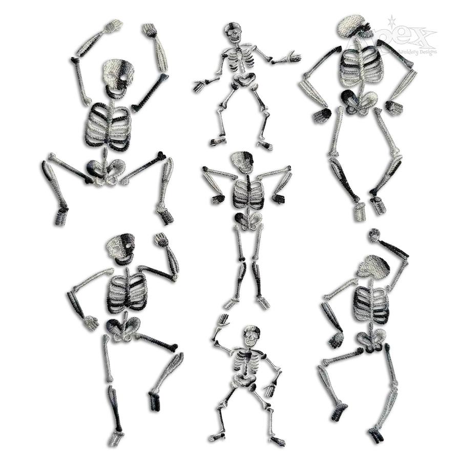 Dancing Skeletons Bundle Embroidery Design by Apex all 7