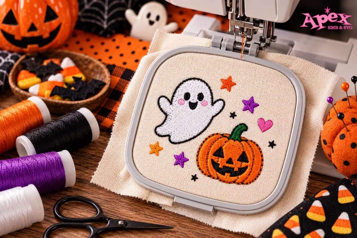 Halloween machine embroidery designs sized for a 4x4 embroidery hoop