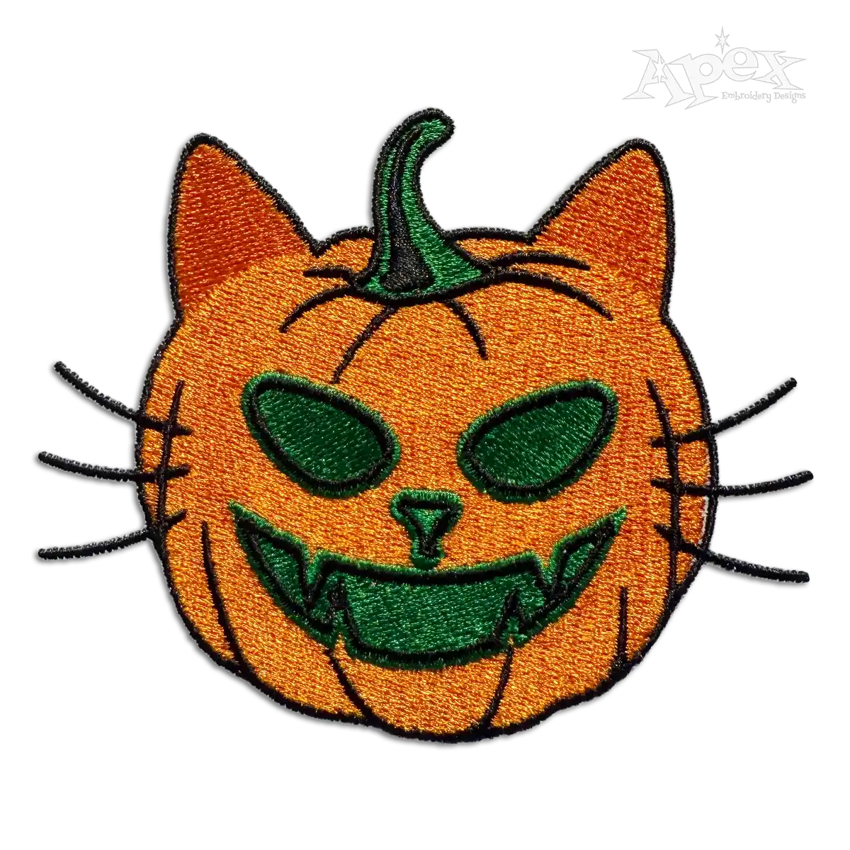 Pumpkin Cat Shaped Head Machine Embroidery Design by Apex