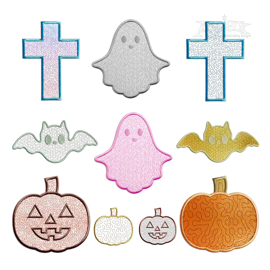 Halloween Quilt Applique Machine Embroidery Designs by Apex all