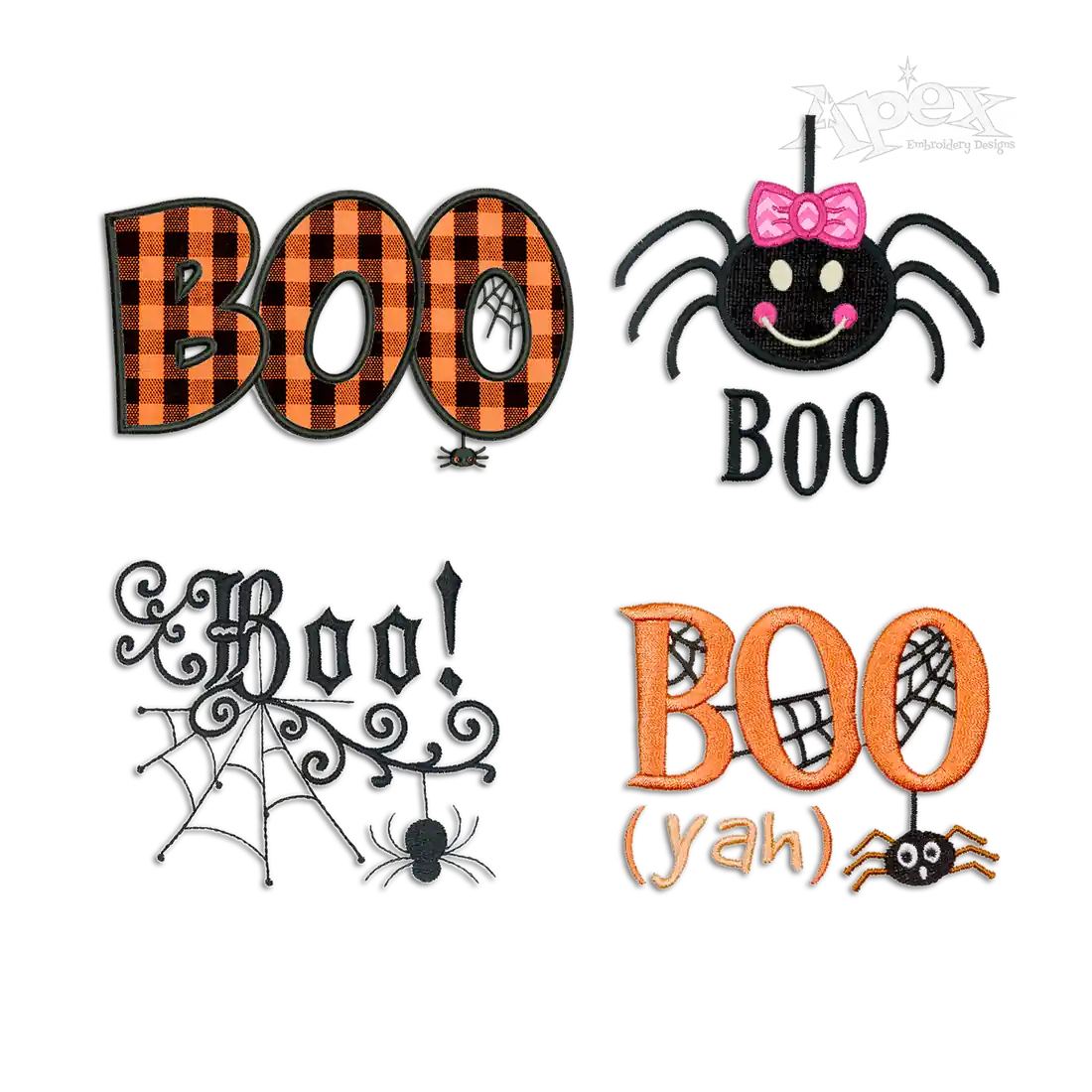 Halloween Spider Web Boo Machine Applique and Embroidery Designs by Apex