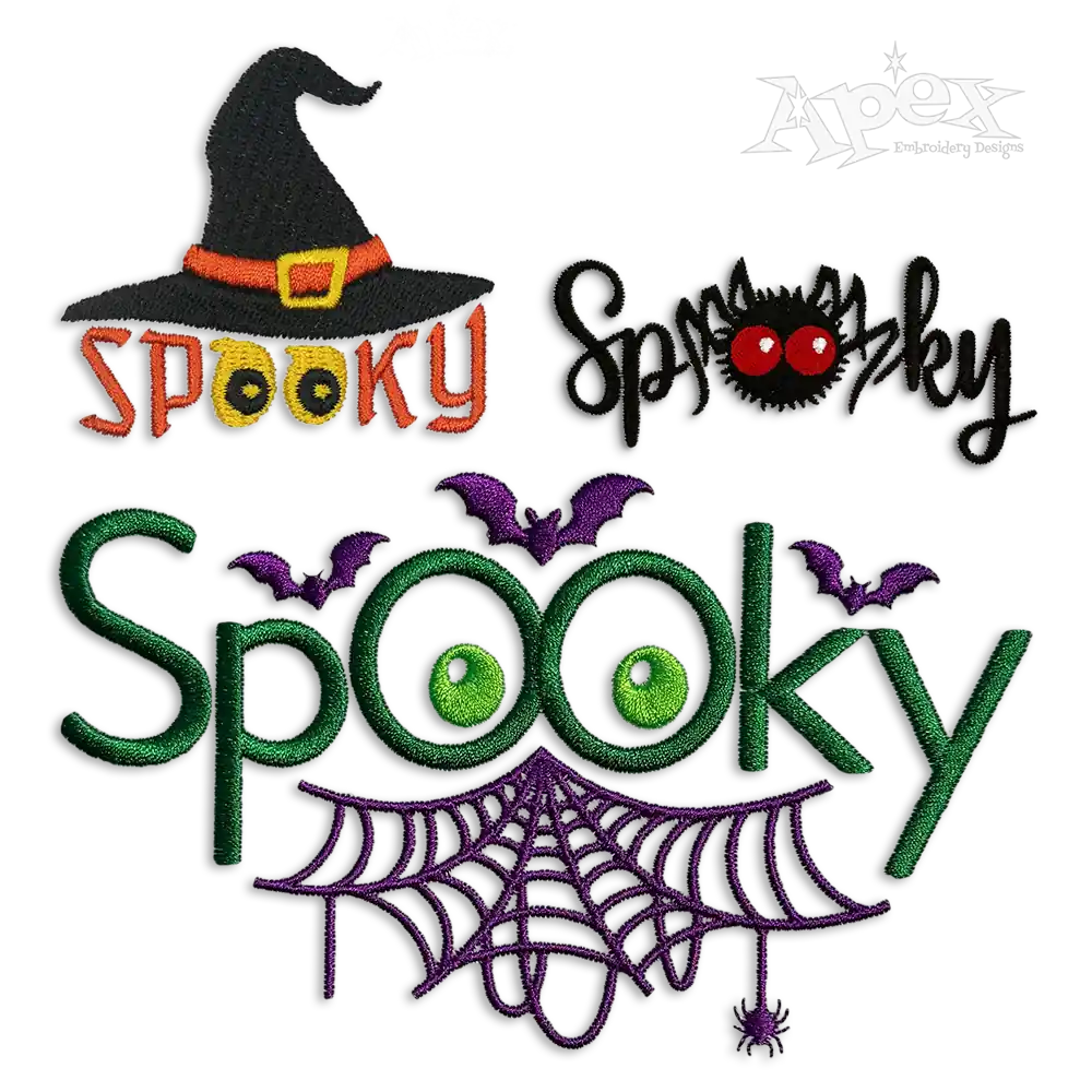 Halloween Spooky Word Art Pack Machine Embroidery Designs by Apex
