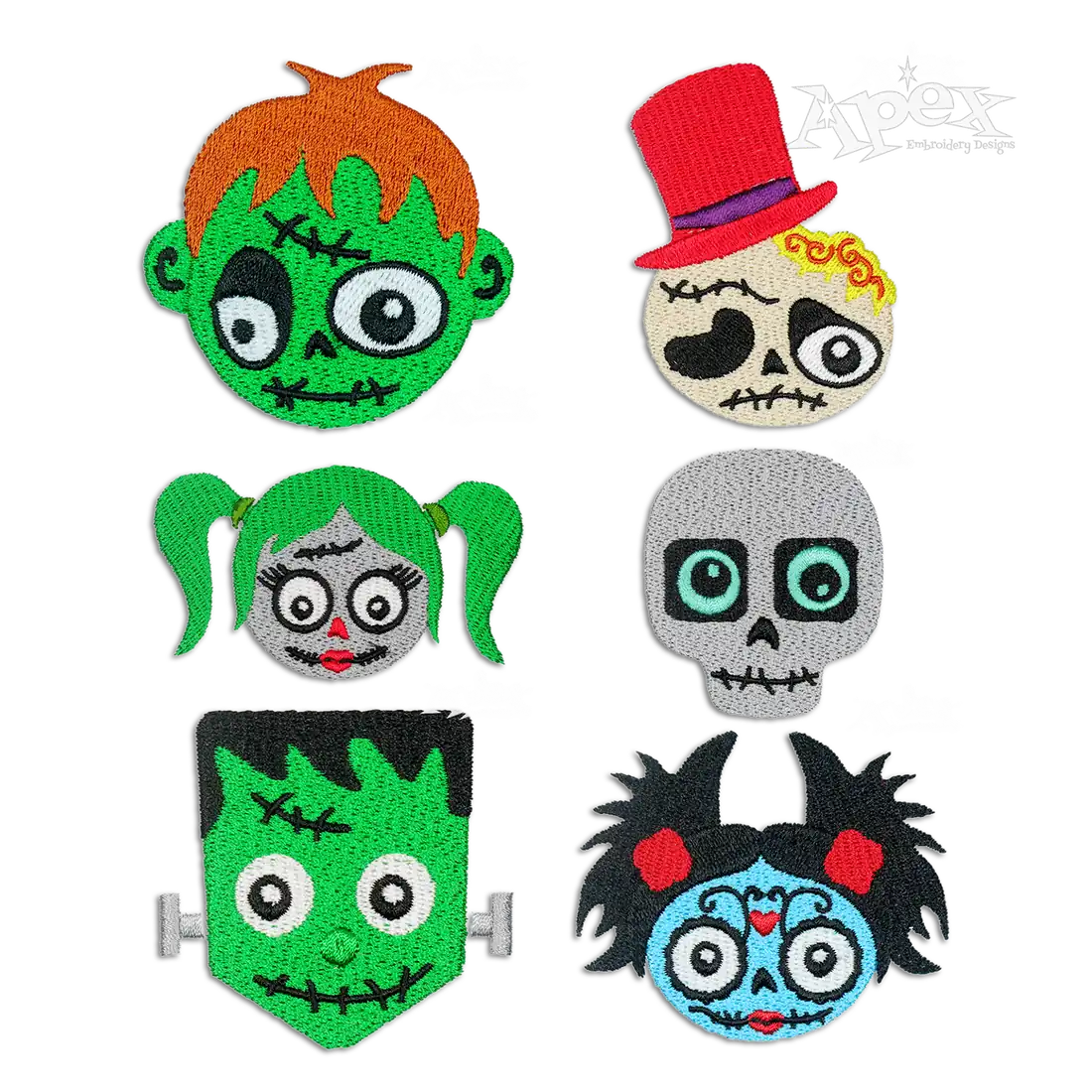 Halloween Ugly Characters Bundle Machine Embroidery Designs by Apex All