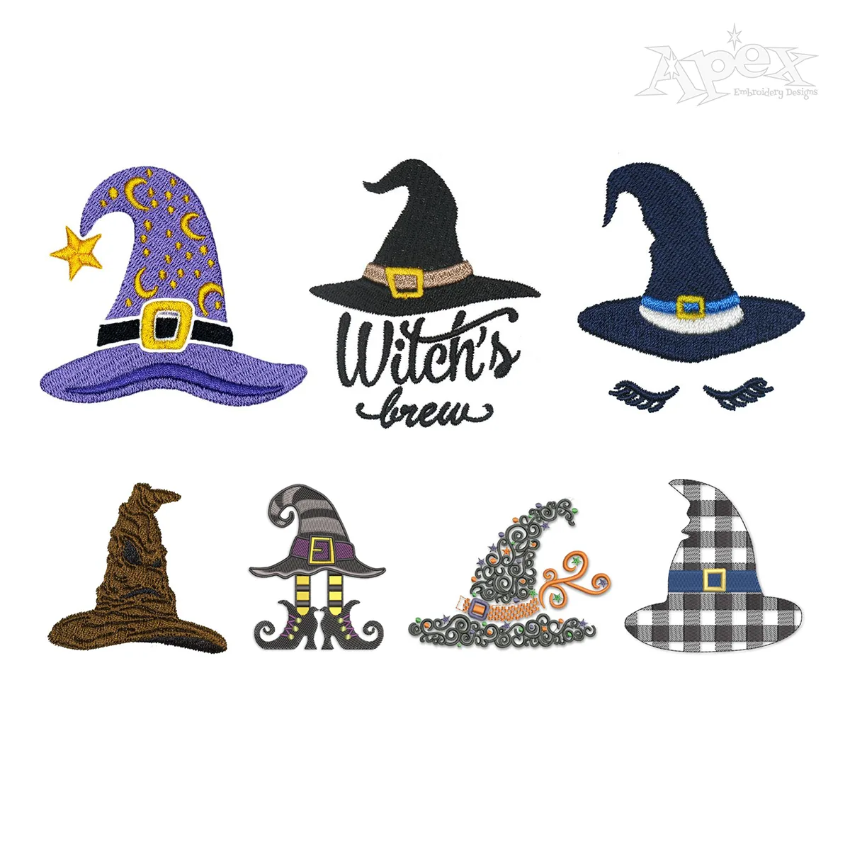 Halloween Witch Hat Boots Machine Embroidery Design by Apex Digitizing