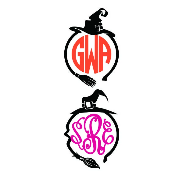 Halloween Witch Monogram Frame SVG Cuttable Design
