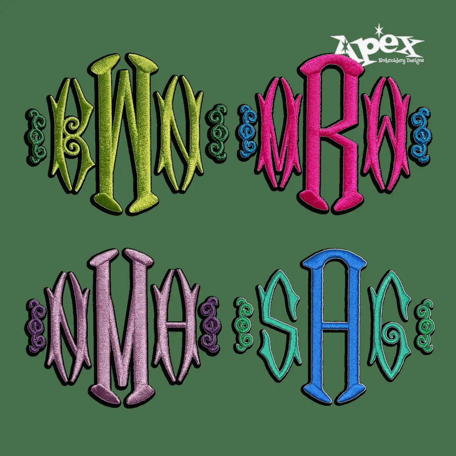 Hampton Monogram Machine Embroidery Font by Apex All Digitized