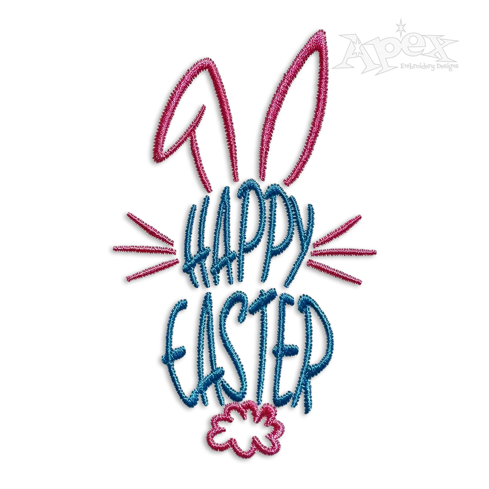 Happy Easter Bunny Word Art Machine Embroidery Design - Apex