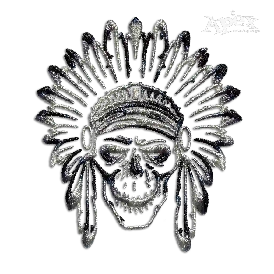 Indian Chief Headdress Skull Bones Machine Embroidery Design