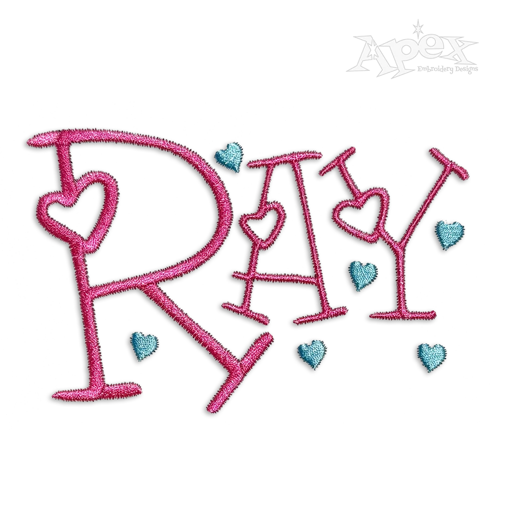 Heart Letters Alphabet Machine Embroidery Font Apex