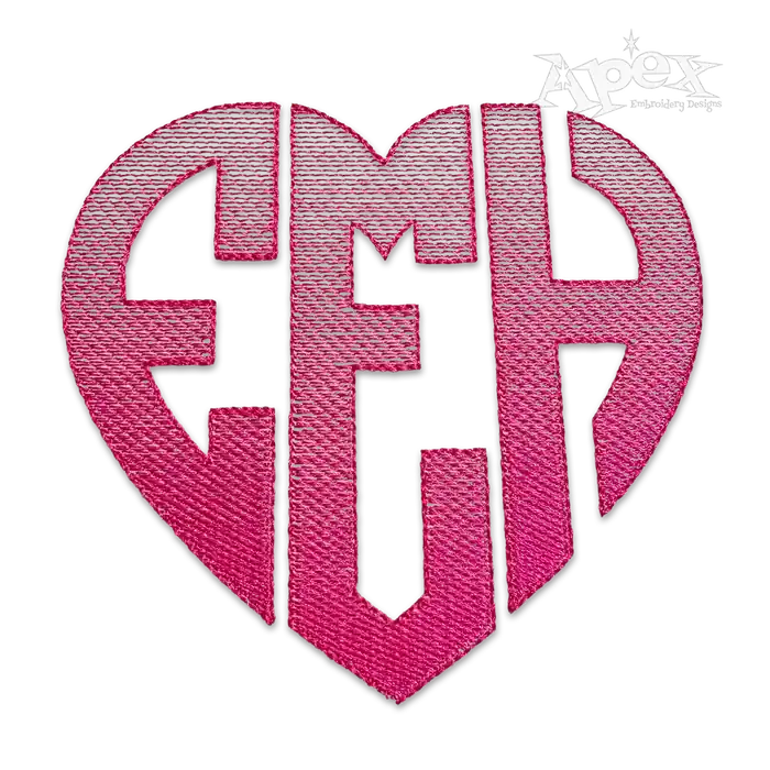 Heart Monogram Sketch Embroidery Font