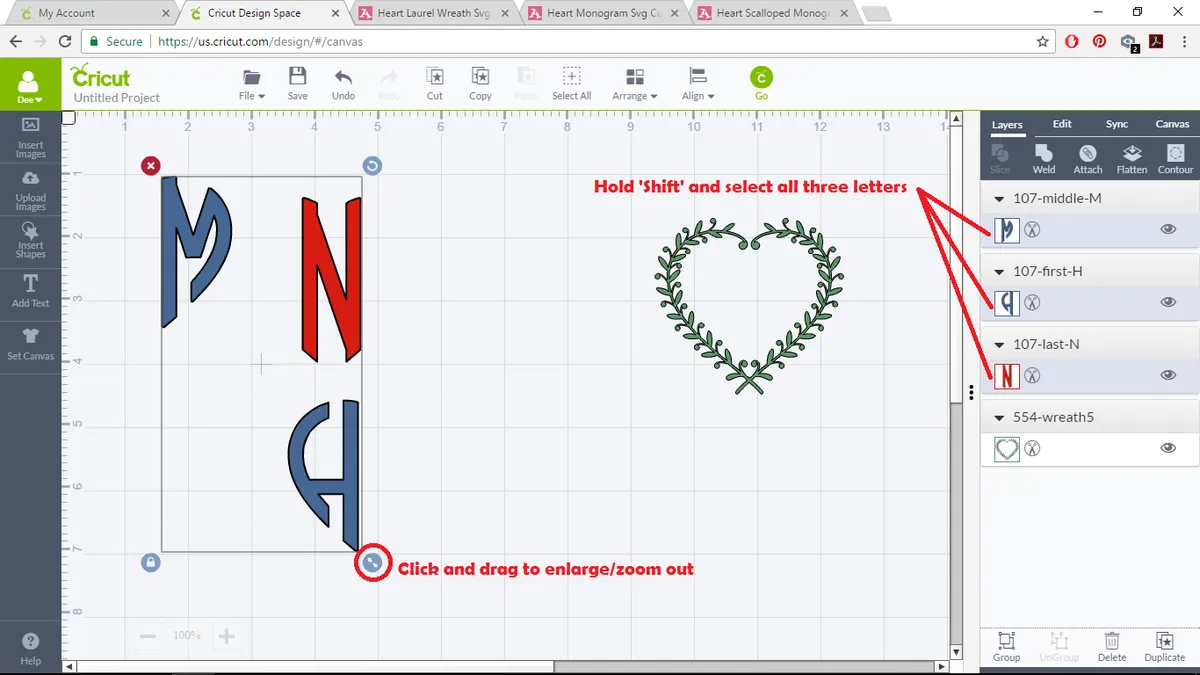 Heart Monogram Tutorial - Cricut - 03