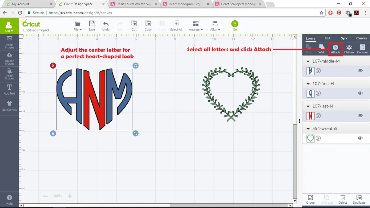 Heart Monogram Tutorial - Cricut - 05