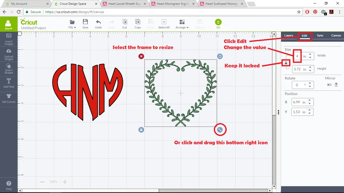 Heart Monogram Tutorial - Cricut - 06