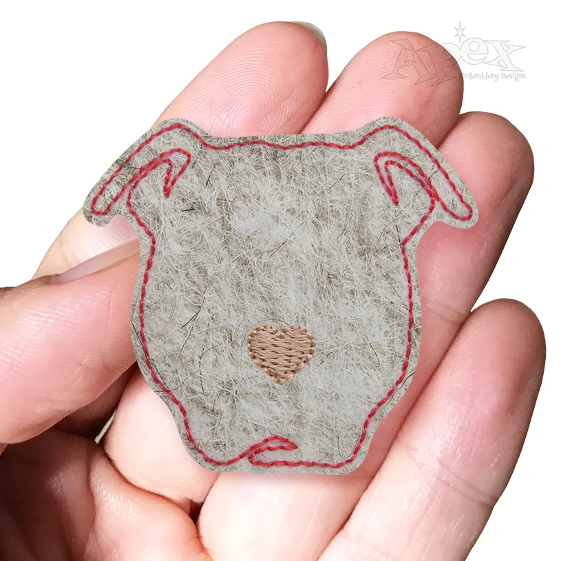 Heart Nose Pitbull Face Feltie ITH Embroidery Design