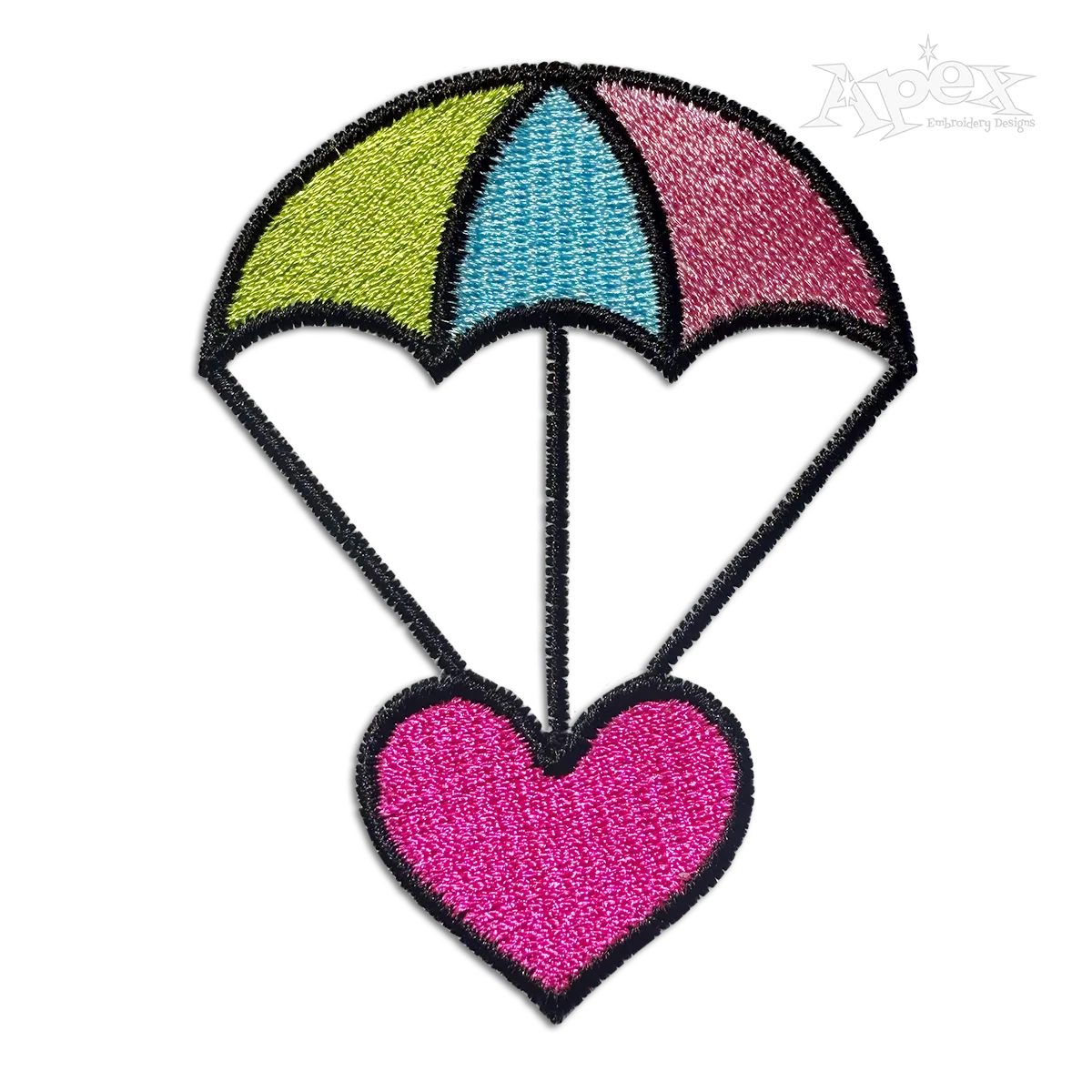 Heart Parachute Machine Embroidery Designs