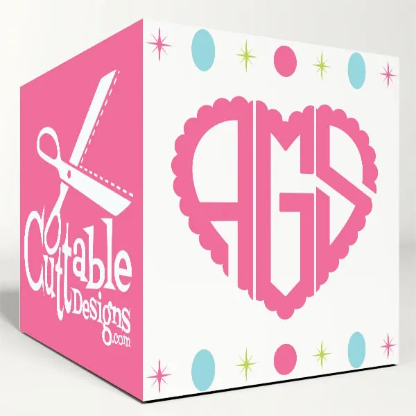 Heart Scalloped Monogram Cuttable Font