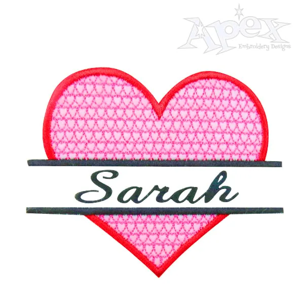 Heart Split Frame Embroidery Design