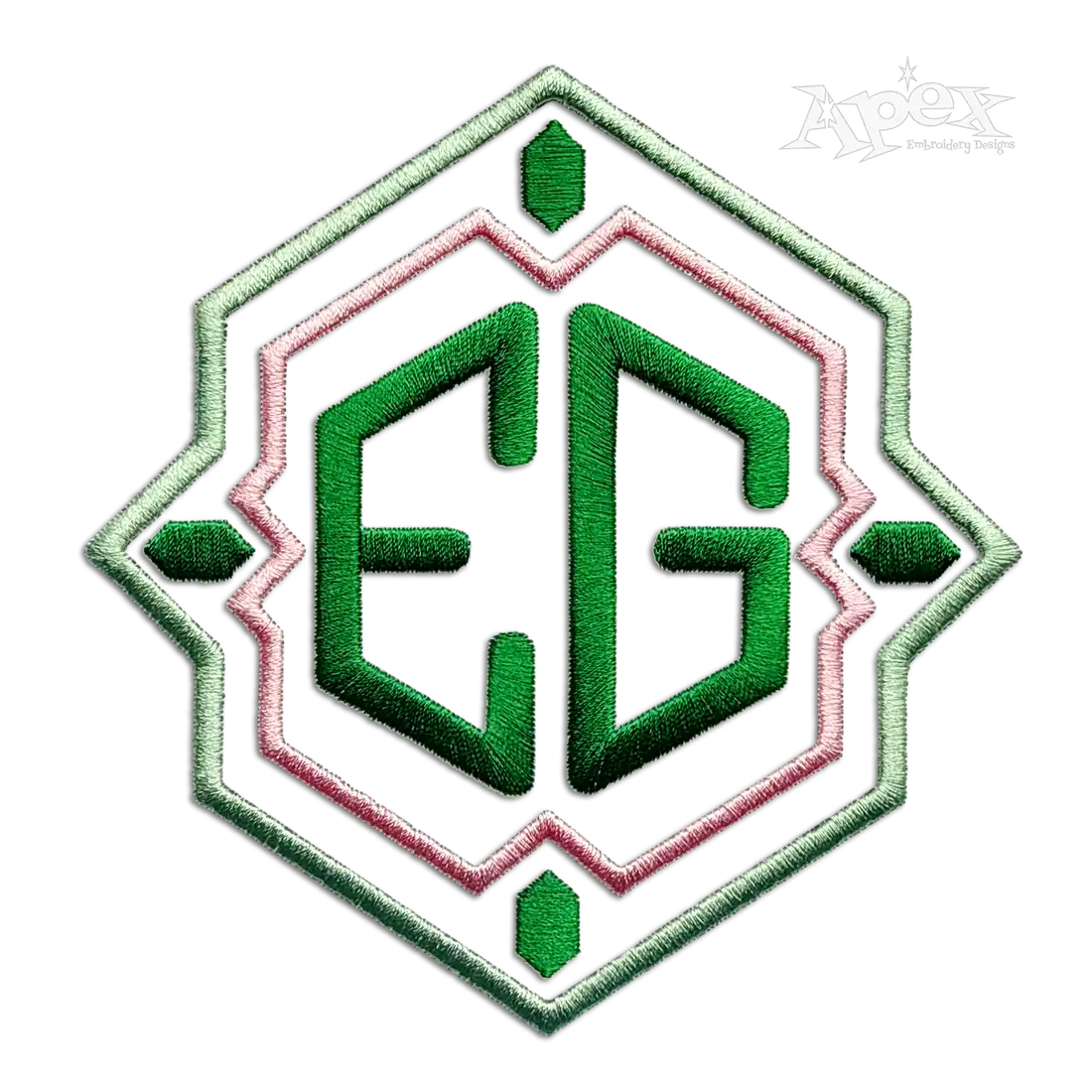 Hera Hexagon Monogram Embroidery Font Frame