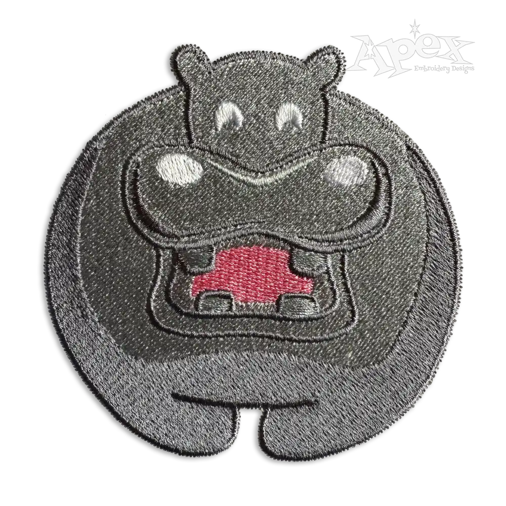 Hippo Hippopotamus Machine Embroidery Design by Apex
