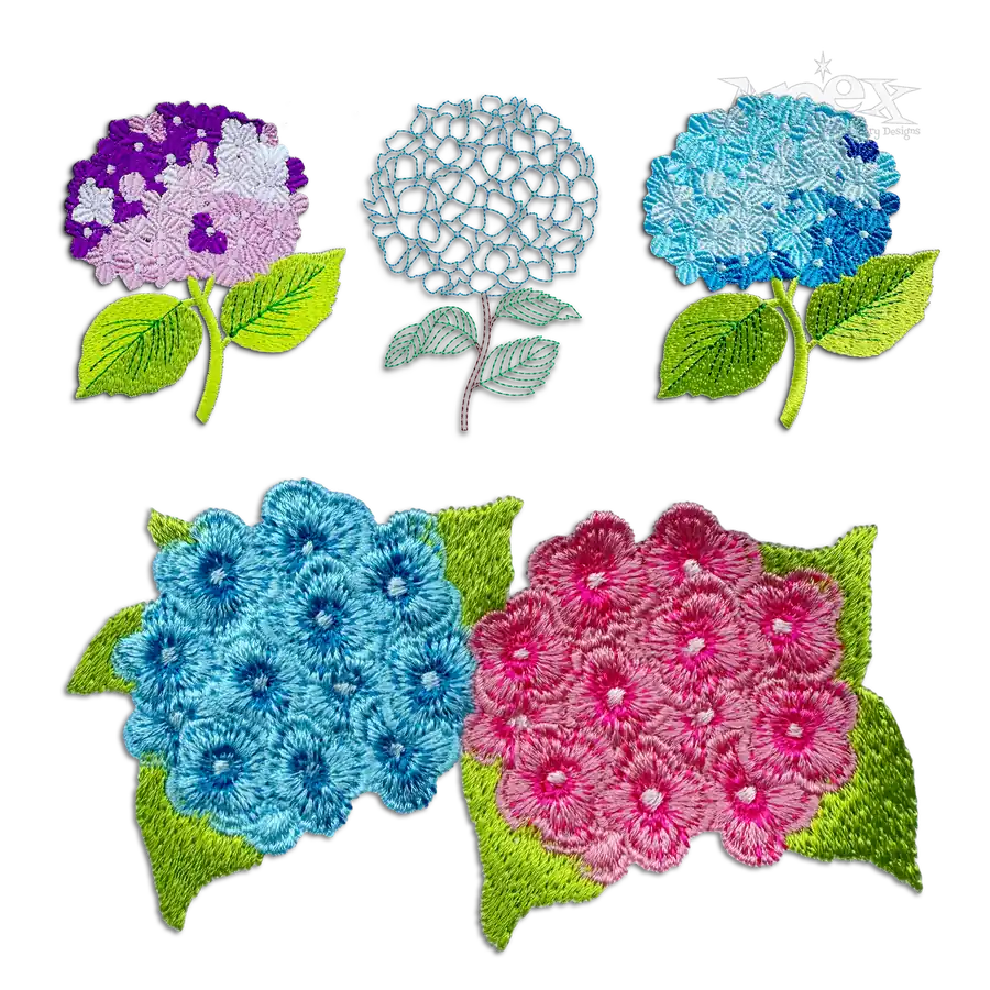 Hydrangea Flower Plant Machine Embroidery Designs by Apex All