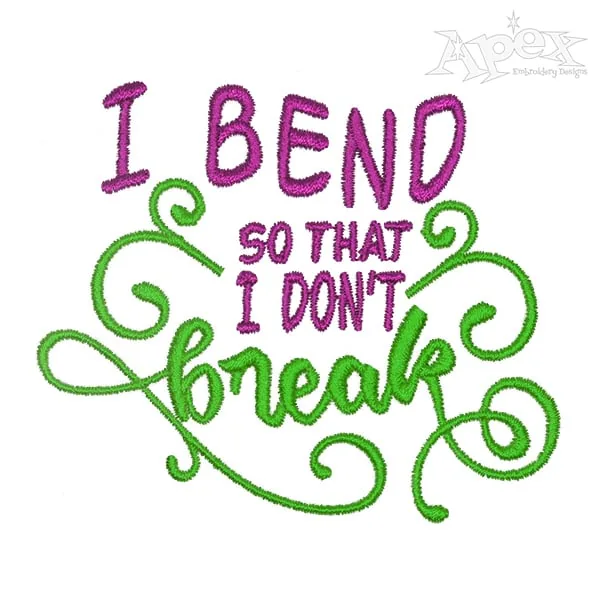 I Bend Yoga Embroidery Design