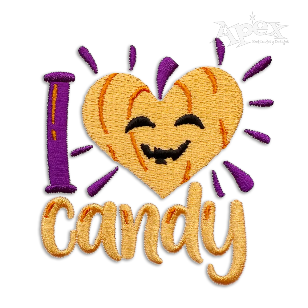 I love Candy Halloween Machine Embroidery Design by Apex
