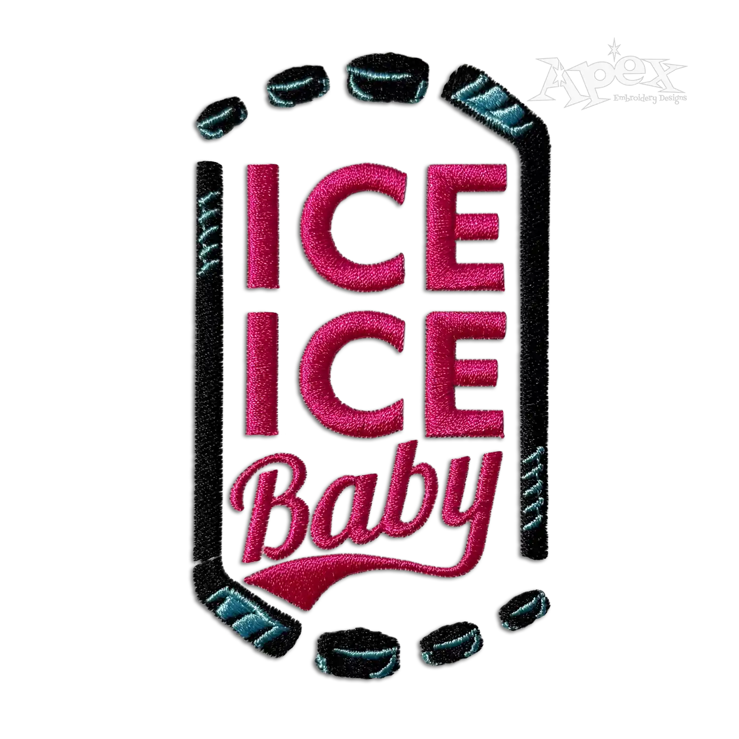 Ice Ice Baby Hockey Sticks Machine Embroidery Design by Apex