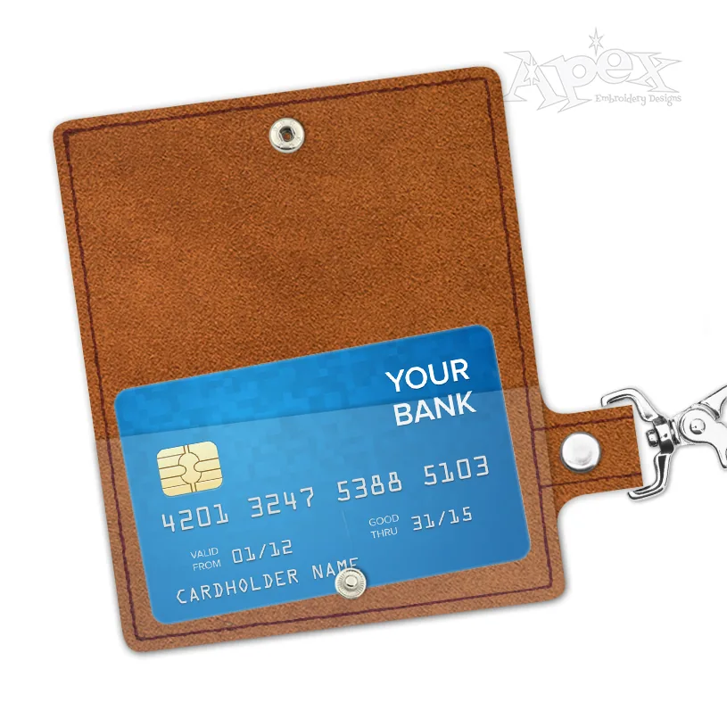 ID Tag Card Holder Key Fob ITH Embroidery Design