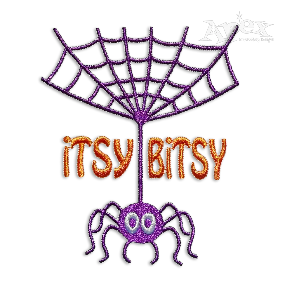 Itsy Bitsy Spider Web Word Art Machine Embroidery Design