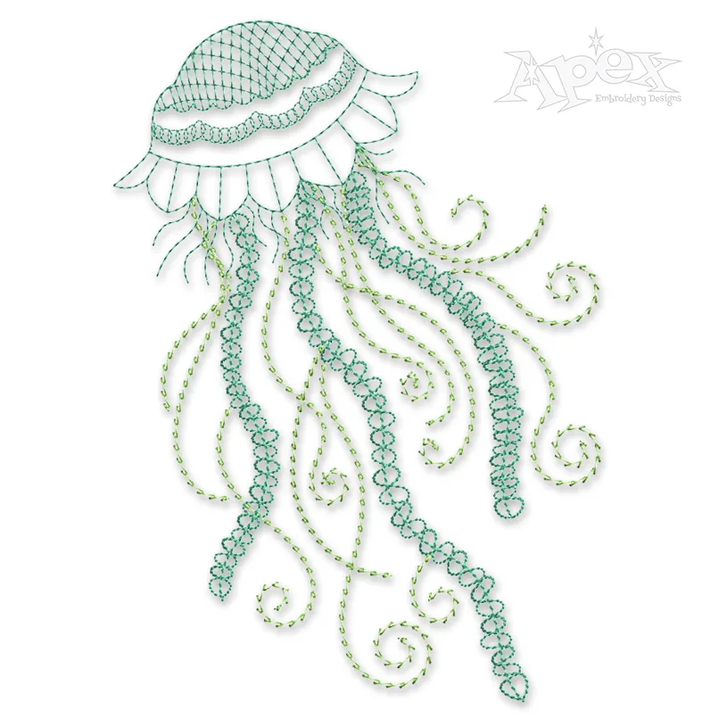 Jellyfish Sketch Embroidery Design