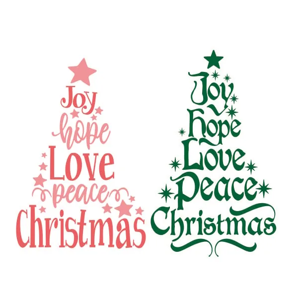 Joy Hope Love Peace Christmas Tree SVG Cuttable Design