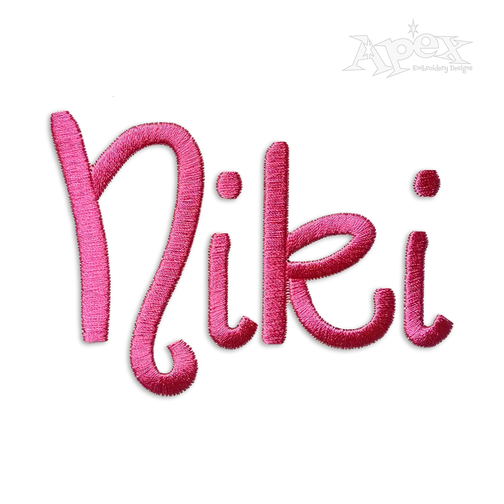 Niki Embroidery Font by Apex Lettering Designs