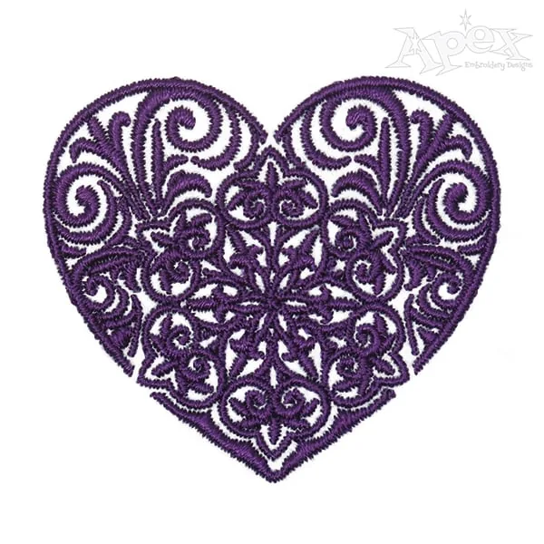 Floral Kaleidoscope Heart Embroidery Design