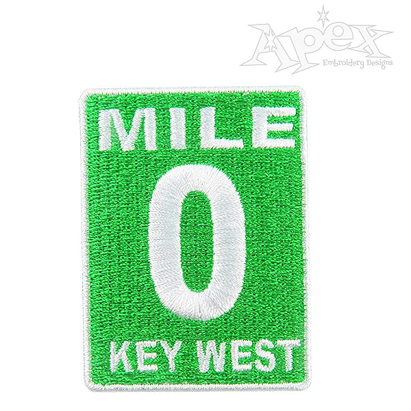 Key West Mile Marker Zero Embroidery Designs