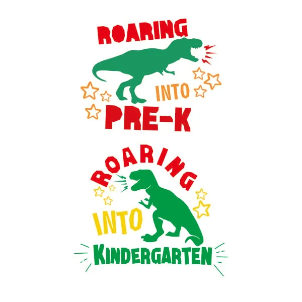 Roaring into Pre-K Kindergarten Dinosaur T-Rex SVG Cuttable Design