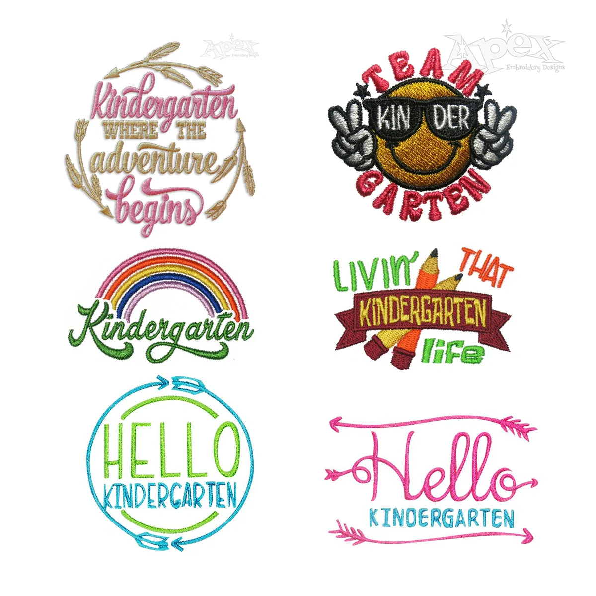 Kindergarten Word Art Sayings Pack Machine Embroidery - Apex All