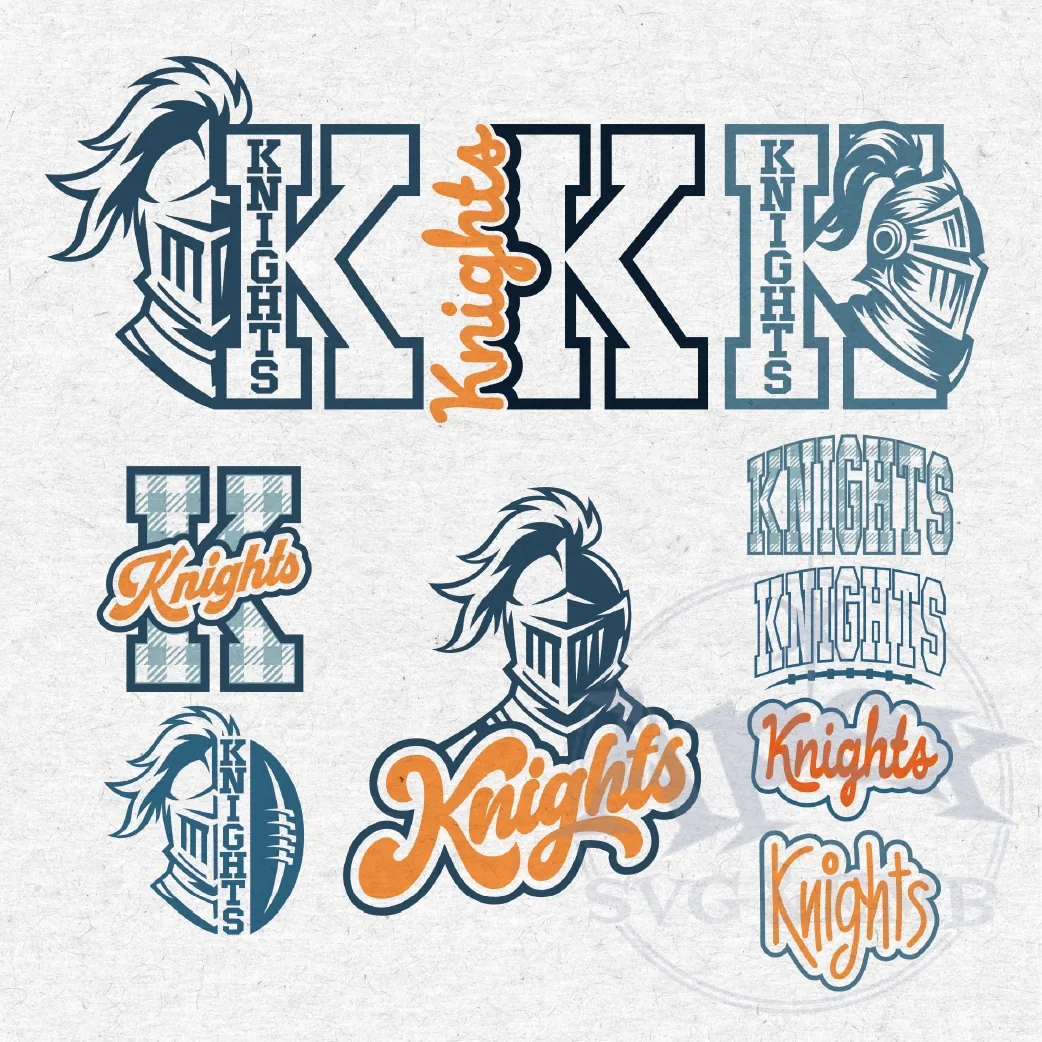Knights Mascot School Sports Game Spirit Bundle Vector PNG