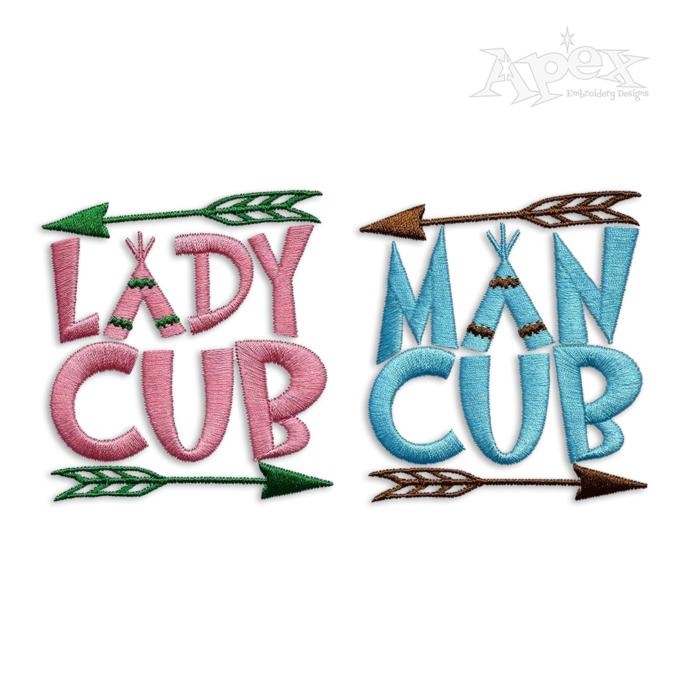 Lady Cub - Man Cub Machine Embroidery Design by Apex all digitized