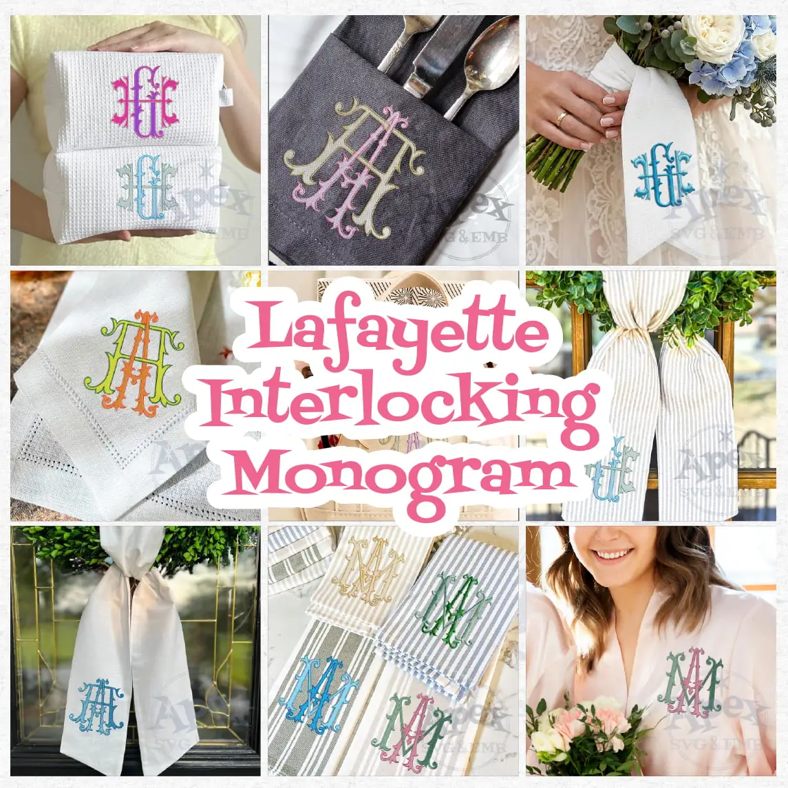 Lafayette Interlocking Monogram Machine Embroidery