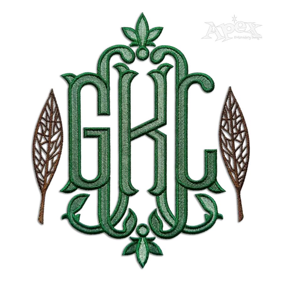 Leafy Machine Embroidery Font Sample leaves