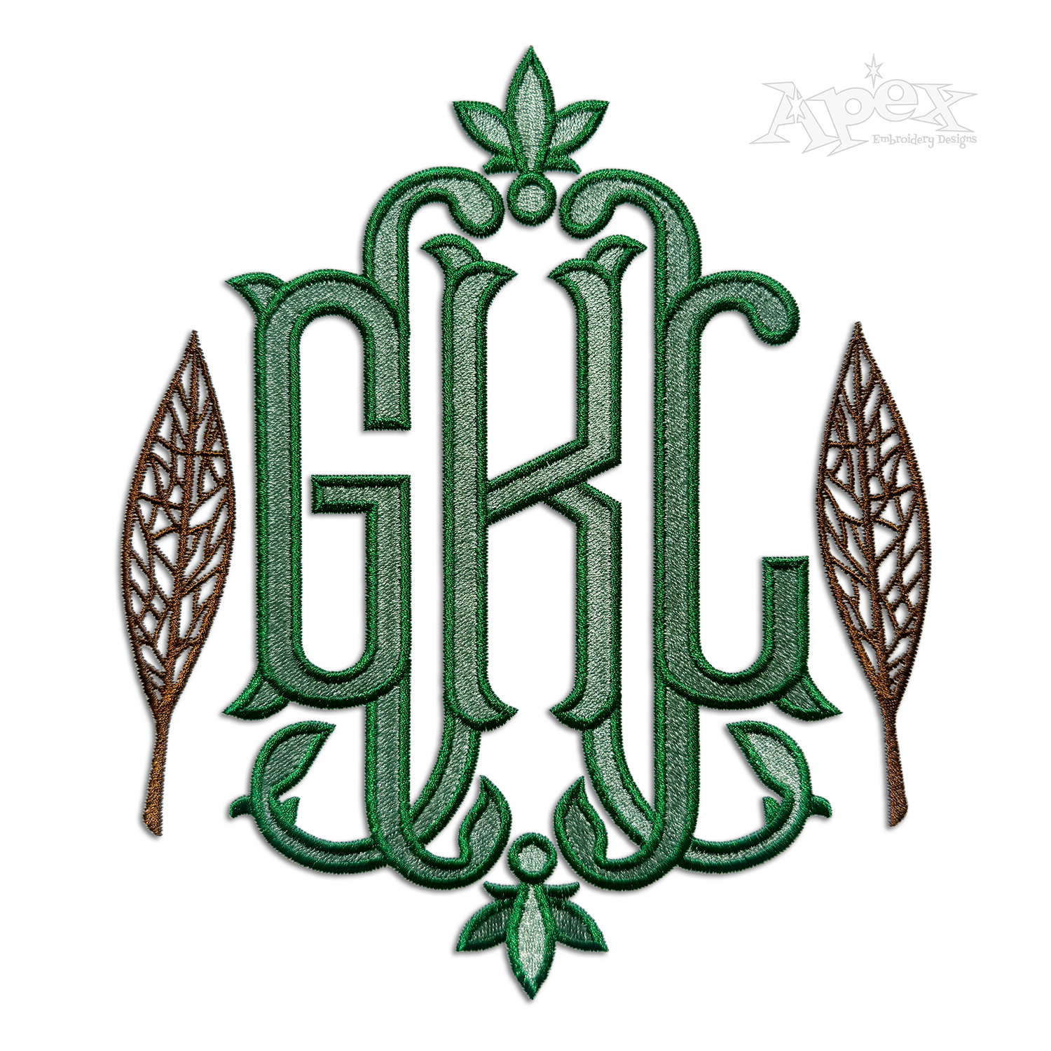 Leafy Machine Embroidery Font Sample leaves