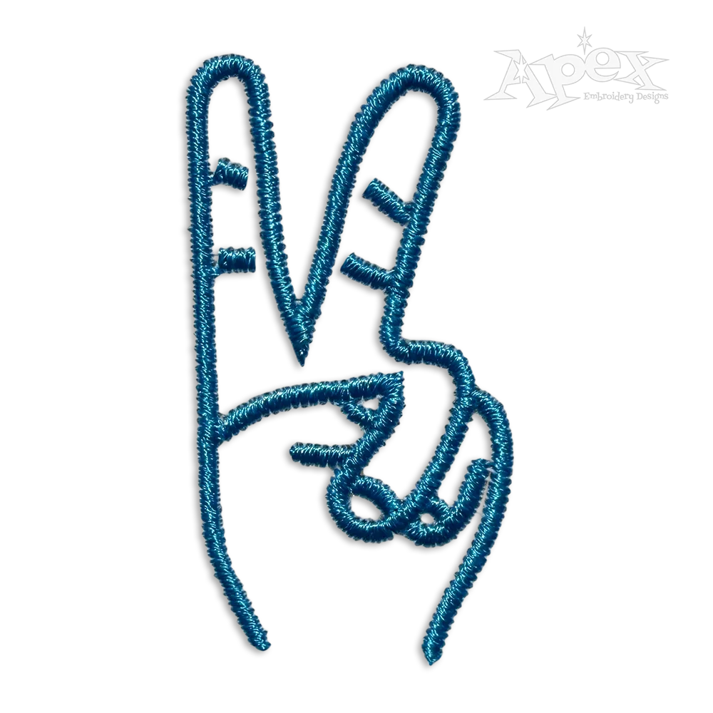Little Peace Hand Sign Machine Embroidery Design by Apex