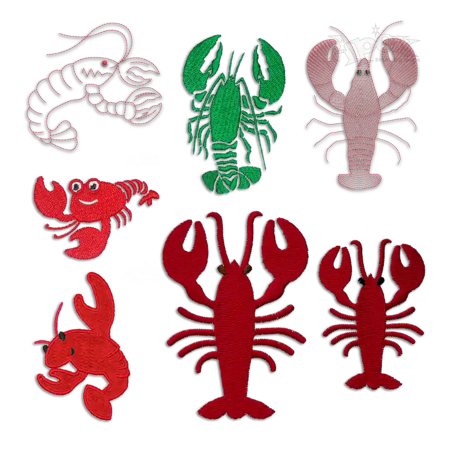 Lobster Crawfish Machine Embroidery Designs Digitized by Apex All