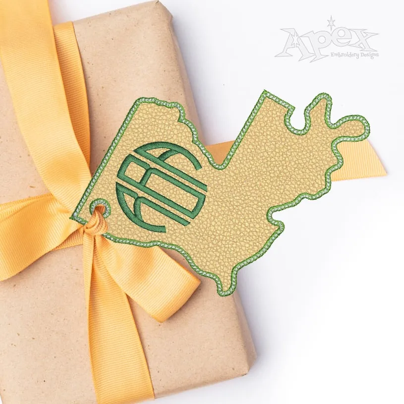 Louisiana State Gift Tag ITH Embroidery Design