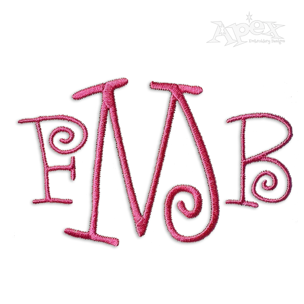 Love Letters Curly with Heart Machine Embroidery Font | Apex