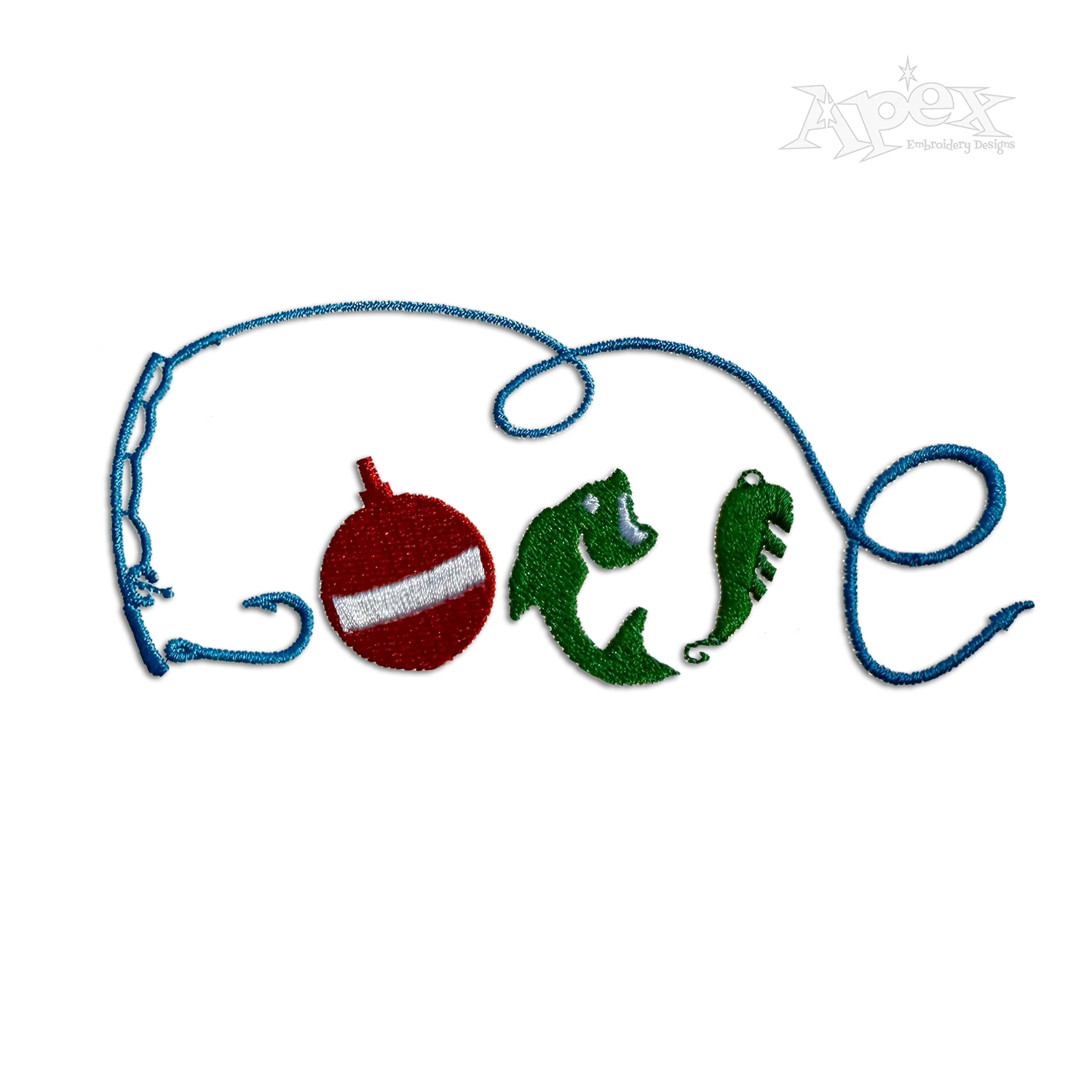 Love Fishing Machine Embroidery Design by Apex Fisherman