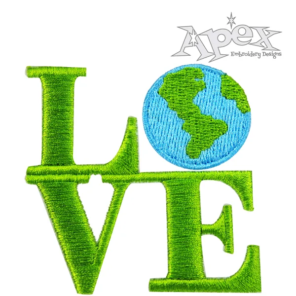 Love Park Earth Day Embroidery Design