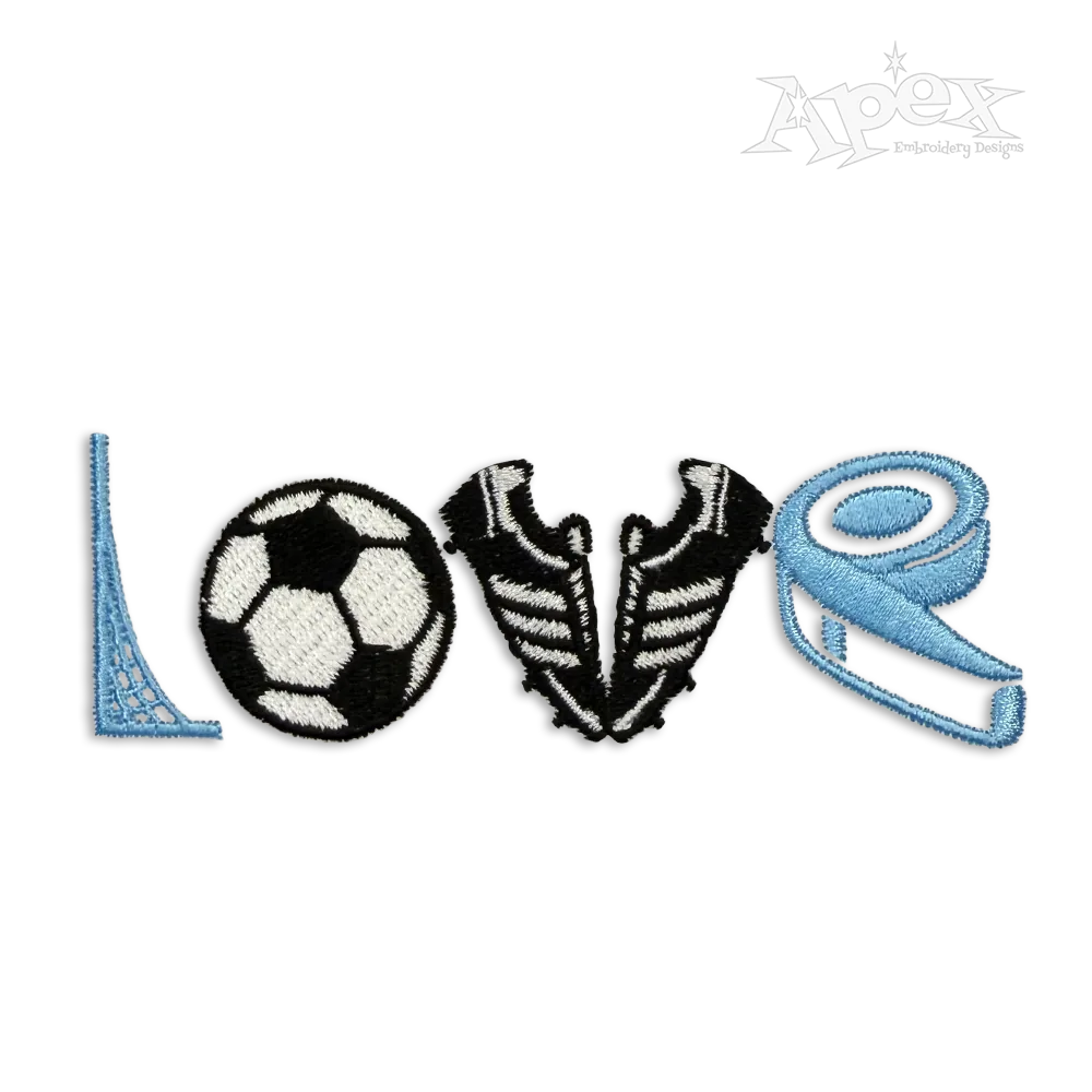 Love Soccer Logo Machine Embroidery Design by Apex